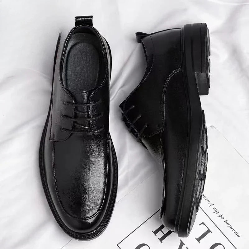 2024 New Men's Height Increasing Soft Leather Breathable Casual Business Elevator Shoes