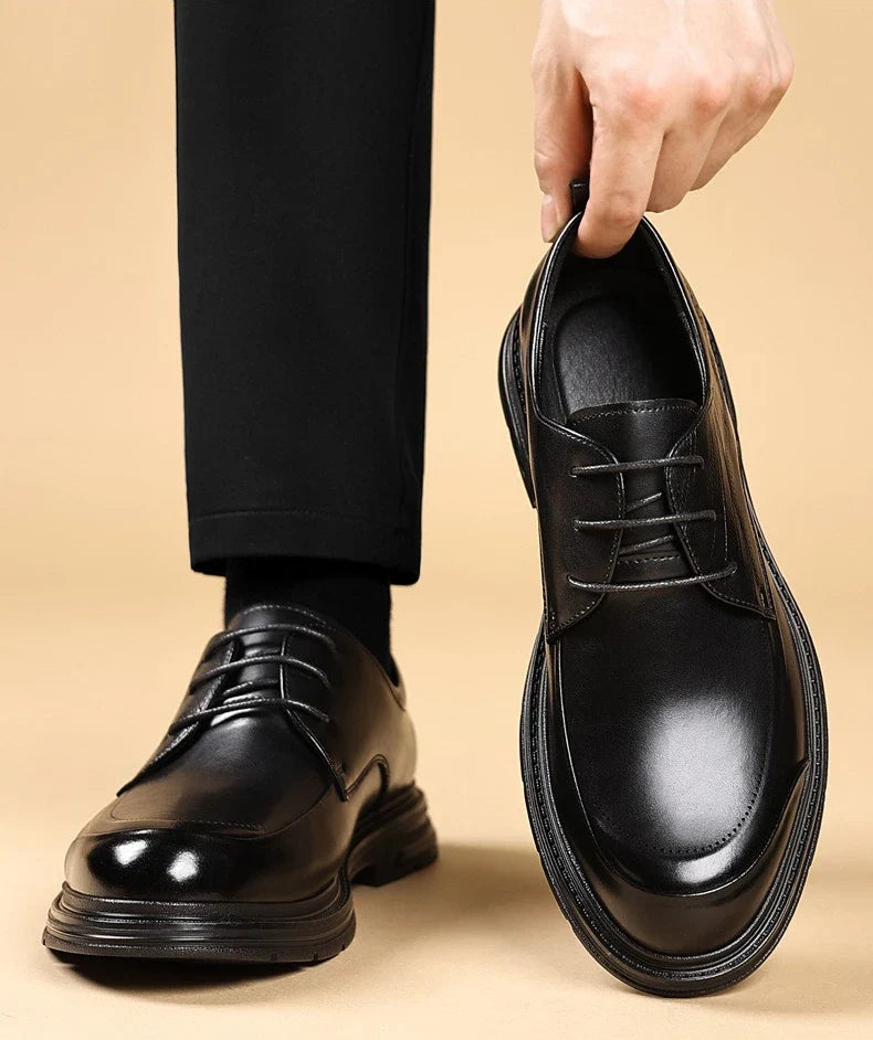 British Retro Formal Leather Shoes for Men Autumn New Designer Platform Dress Shoes Male Fashion Lace Commuter Office Shoe Man