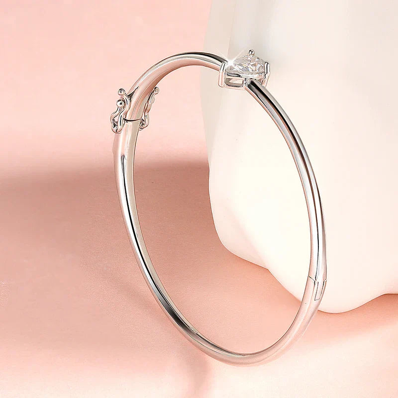 1CT Pear Cut Certified Moissanite Bangles for Women 100% S925 Solid Silver Lab Diamond Bracelets Birthday Gift Jewelry