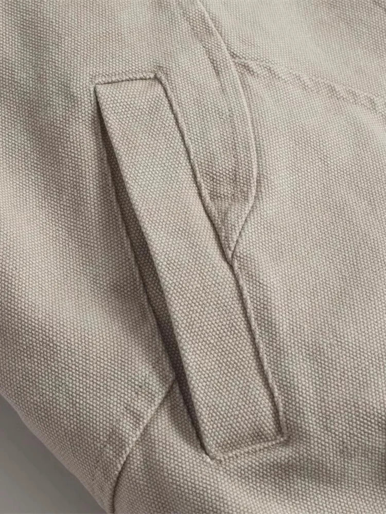 Autumn Winter Short Thickened Warm Oversized Canvas Washed Padded Jacket with Faux Fur Inside Loose Casual Hoodie