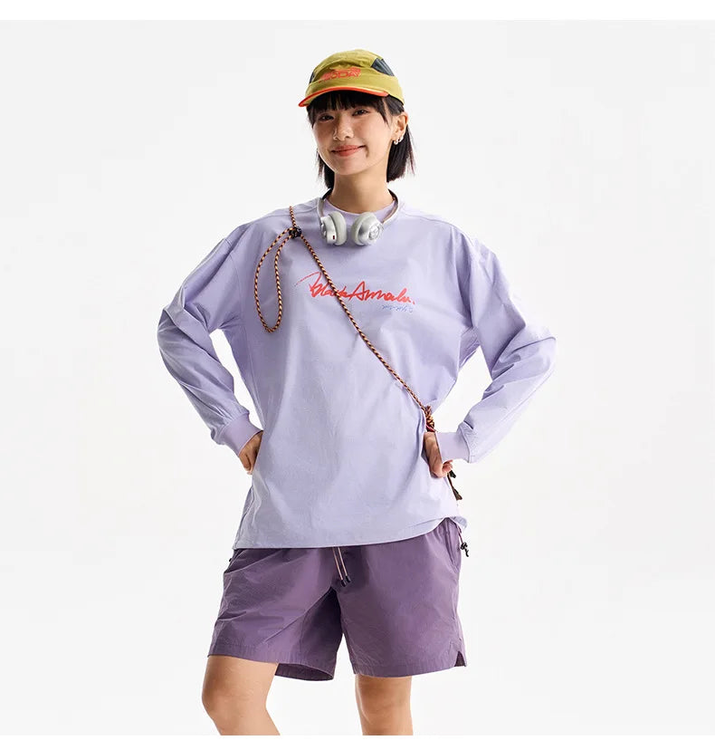 Unisex Athletic Long Sleeve Tee - Quick Dry Breathable Shirt for Outdoor Leisure & Urban Adventure Loose Men's Top
