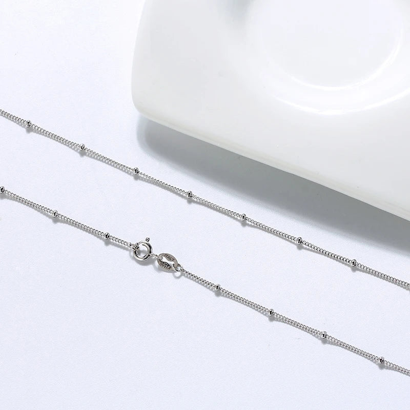 Genuine 925 Sterling Silver Satellite Chains Necklace for Unisex 40-60cm Neck Chain Jewelry Daily Accessories SC22