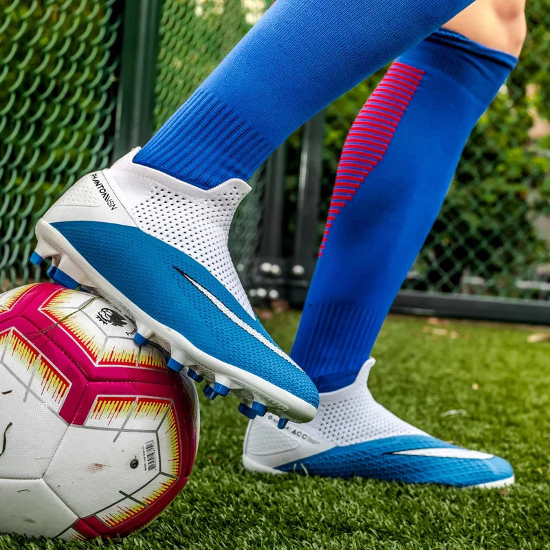 Big Size 49 48 Slip On Soccer Shoes Unisex Long Spike AG/TF Artificial Football Shoes Indoor Anti-slip Training Sport Boots