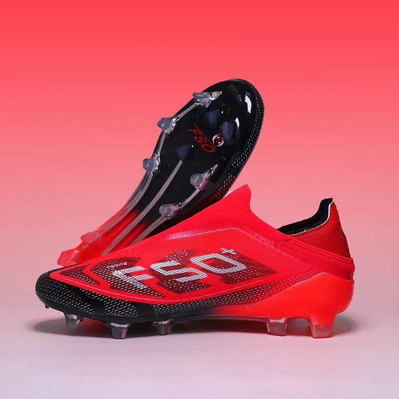 2555 High Quality Mens Soccer Shoes SLIP-ON Non-Slip Turf Soccer Cleats Boys TF/FG Training Football Boots Chuteira Campo F50