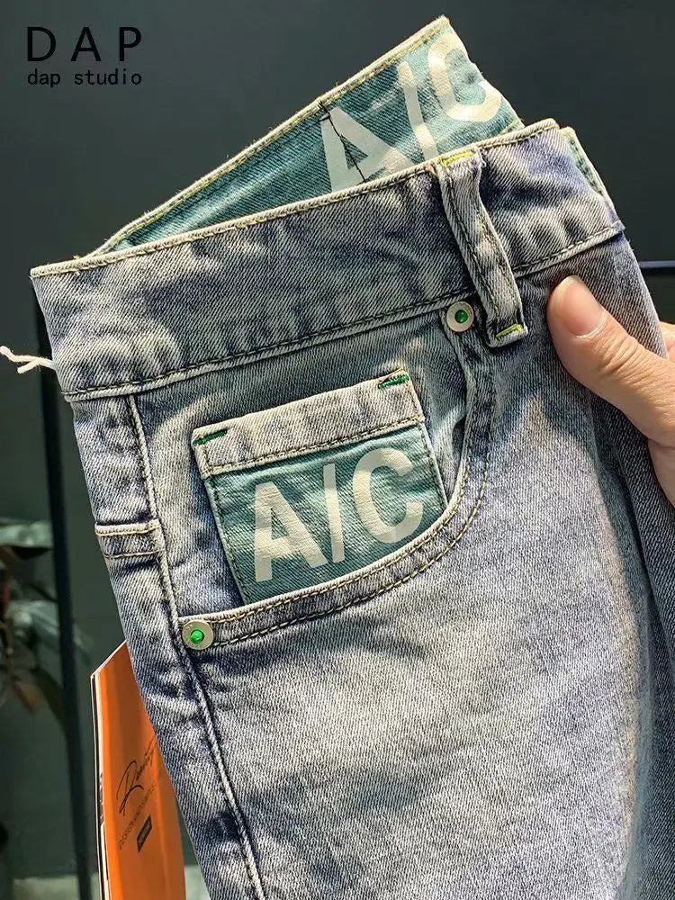 High-end 2023 Harajuku Designer Clothes Denim New Trousers Kpop Stretch Trendy Korean-style with Our Luxury Men's Casual Jeans