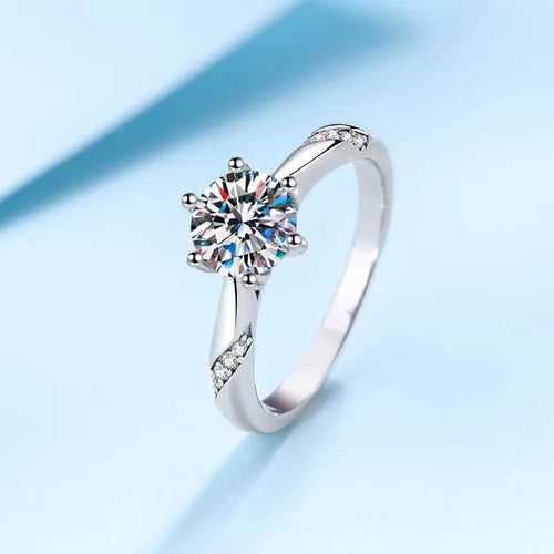 1ct - 3ct Moissanite Ring 925 Sterling Silver with Gold Plated Diamond Engagement Wedding Band Fine Jewelry For Women