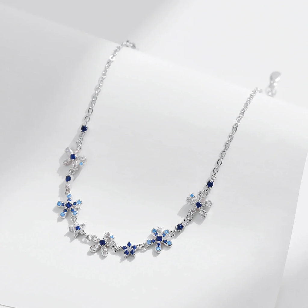 925 Sterling Silver Luxury Flowers Pave Setting CZ Brilliant Bracelets Fashion Daily Link Chain For Women Jewelry Gift