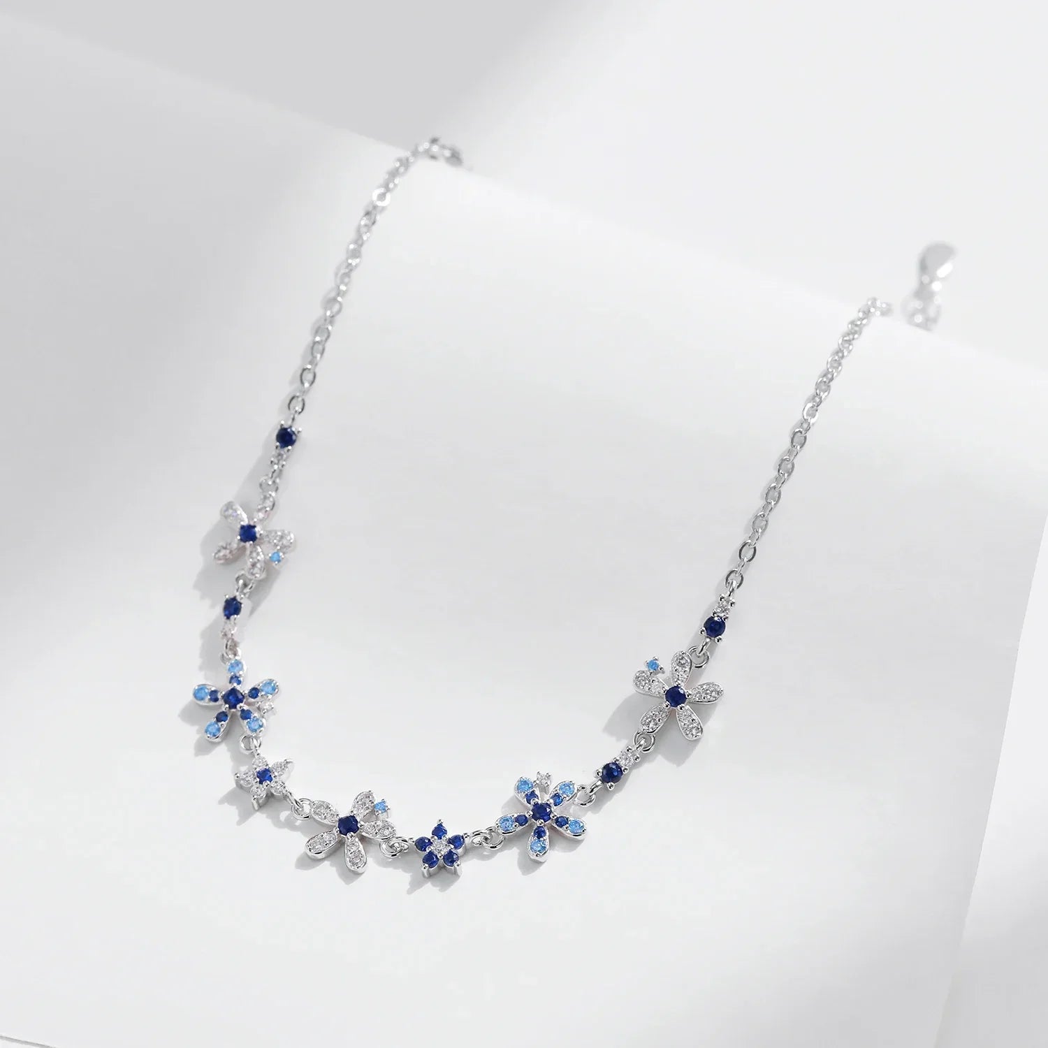 925 Sterling Silver Luxury Flowers Pave Setting CZ Brilliant Bracelets Fashion Daily Link Chain For Women Jewelry Gift