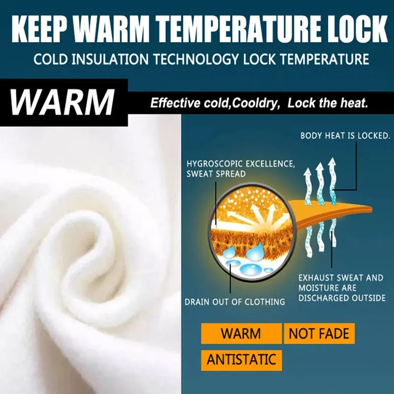 Winter Men Thermal Underwear Jersey Soft Cotton Fleece-lined Warm Panels Long Winter Fleece Thermo Clothing Jerseys Sport