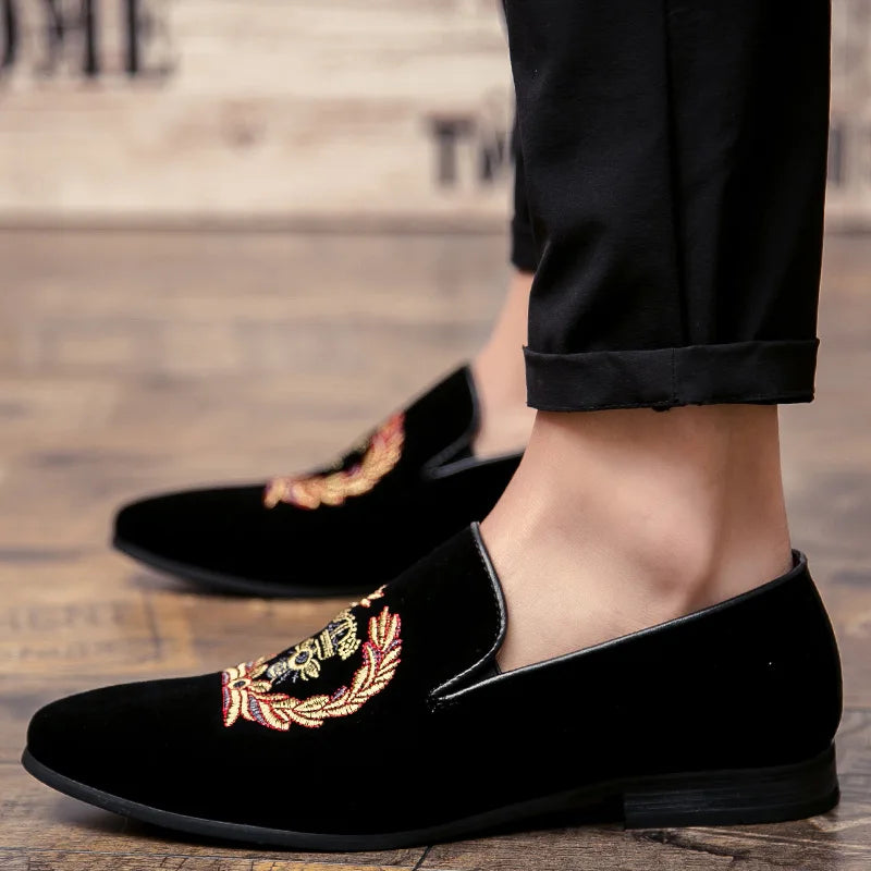 Dressing Shoes For Men Coiffeur Italian Shoes Men Loafers Embroidery Fashion Formal Shoes Men Classic Sepatu Slip On Pria Buty