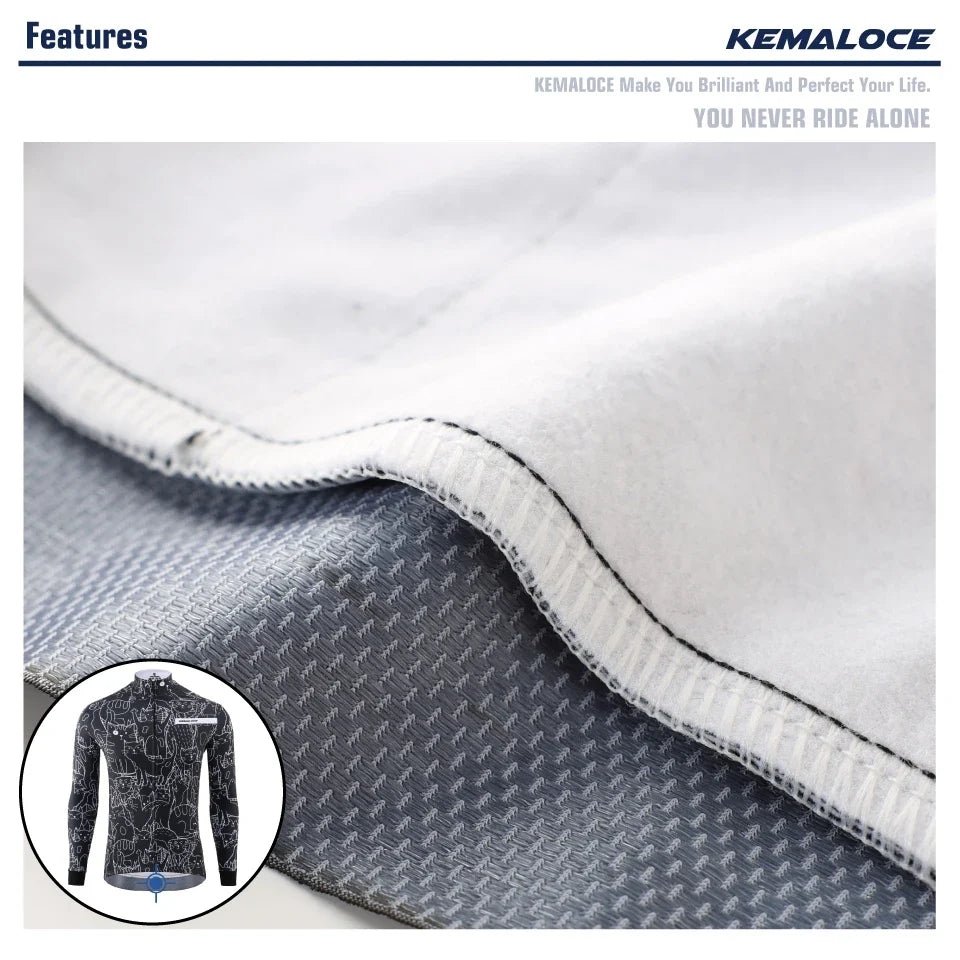 Winter Cycling Jackets Men Fleece Long Sleeves High End Bike Jackets Black&White Thermal Fabric MTB Bicycle Clothing
