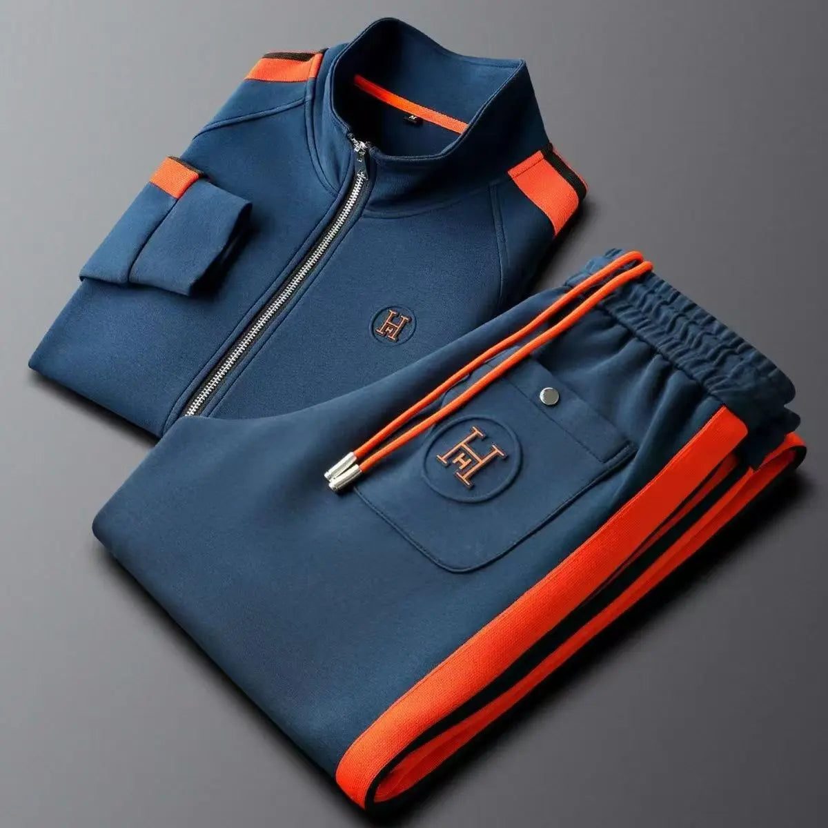 Spring Autumn Fashion Embroidered Men's Sports and Leisure Jacket Pants 2-pc Set Youth Street Party Brand Men Sets