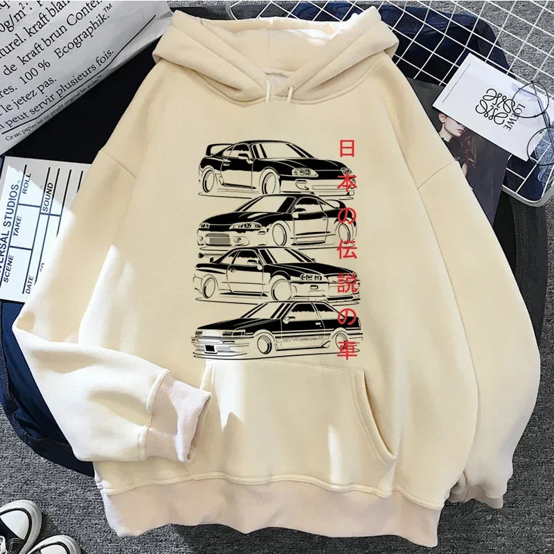 Jdm مطبوعة هودي رجالي_نسائي كاجوال عصري قميص بقبعة نسائي y2k أكمام طويلة بلوفرات ملابس للجنسين