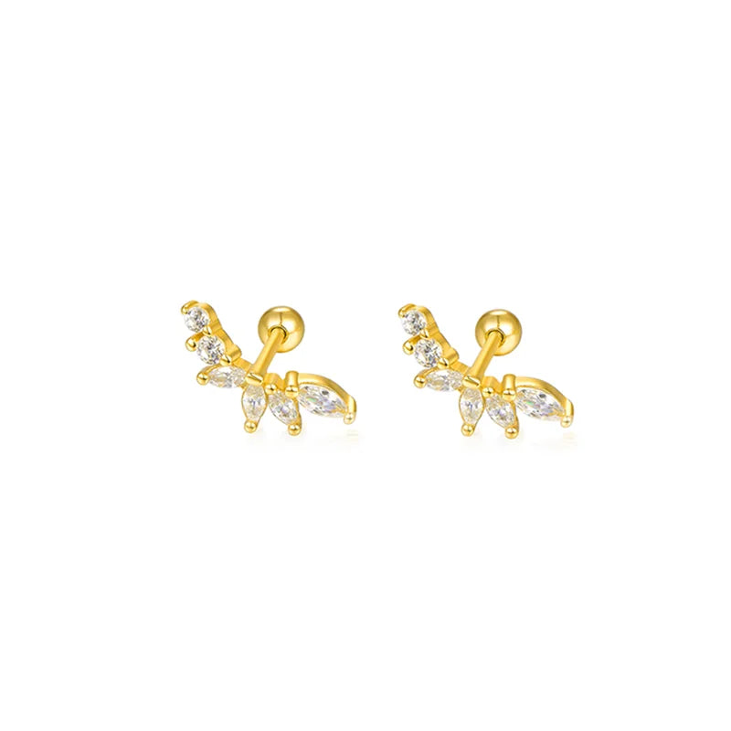 925 Sterling Silver Fashion Love Butterfly Romantic Star Crown Screw Stud Earrings for Women Ear Bone Piercing Jewelry