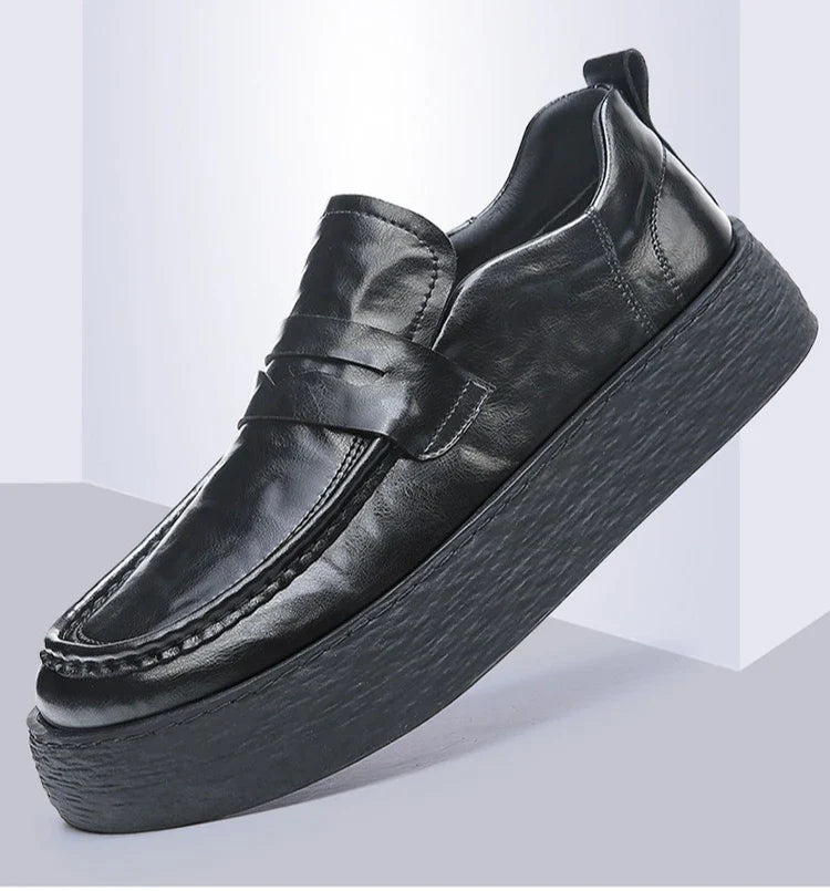 Height-increasing Business Casual Loafers for Men 2026 Spring New Black Designer Shoes Male Fashion Genuine Leather Shoe Man