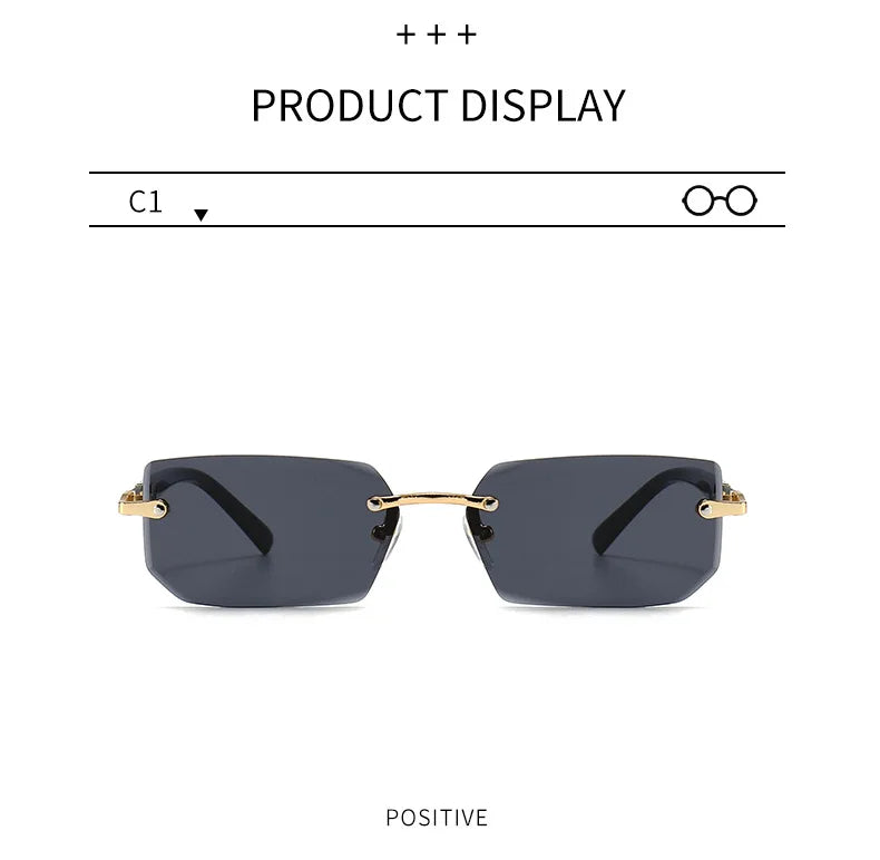 Rimless Sunglasses Rectangle Fashion Popular Women Men Shades Small Square Sun Glasses For Female Male Summer Traveling Oculos
