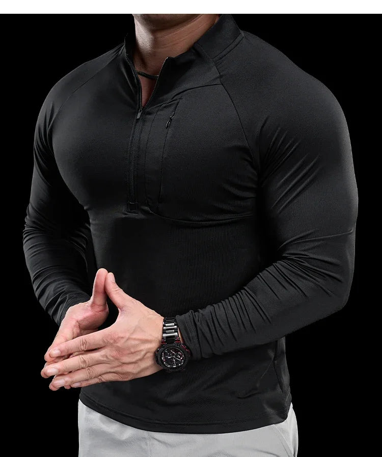 Gym Fitness Quick Dry Shirt Men Running Sport Long Sleeves T-shirt Trackwear Tee Tops Autumn Male Bodybuilding Training Clothing