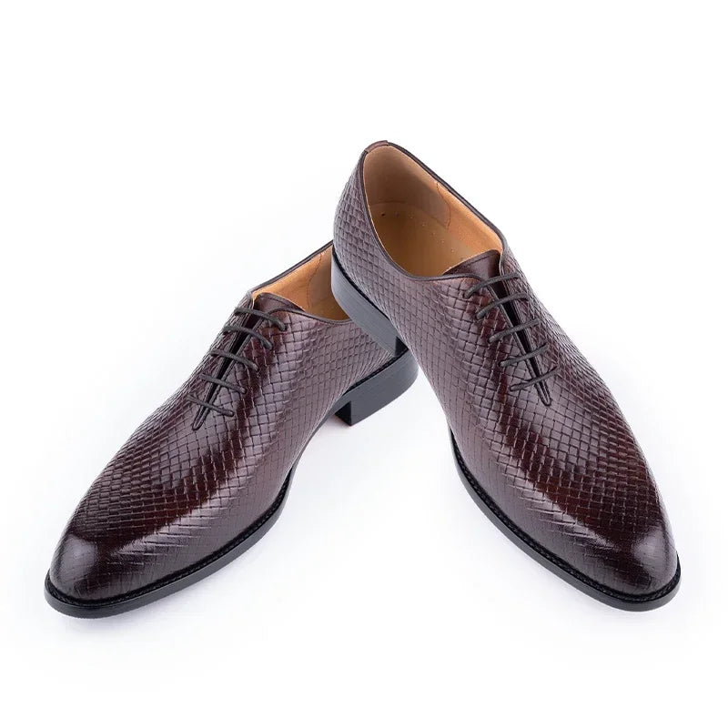Luxury Genuine Leather Shoes Men Oxford Casual Business Office Shoes Comfortable Formal Lace Up Pointed Toe Dress Wedding Shoes