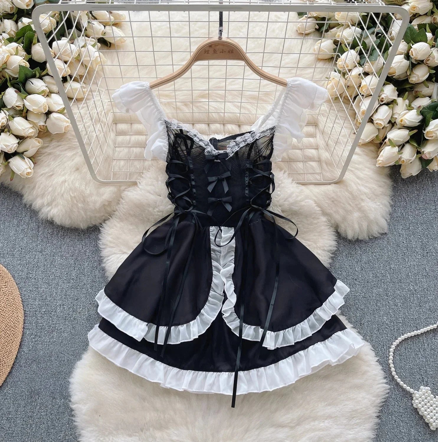 Woman Fashion Sexy Strap Dress New Sleeveless Slim Floral Print Mini Dress Comfortable Breathable Mesh Lace Mini Dress