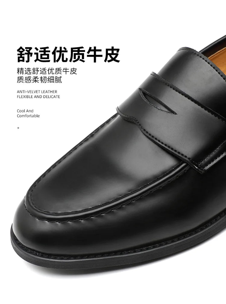 Men's Plus Size Genuine Leather Loafers Slip-on Formal Business Casual Dress Shoes for Man Spring Autumn New Wedding Shoes Male