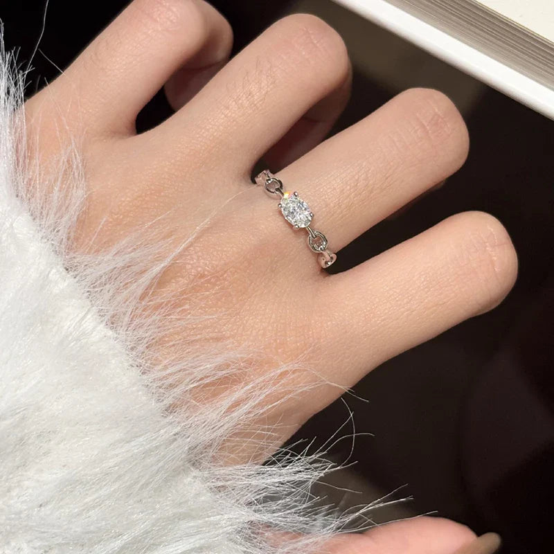 0.5CT Oval Cut Moissanite Rings for Women D VVS1 Lab Diamond Wedding Band Plated 18K 100% S925 Sterling Silver Jewelry