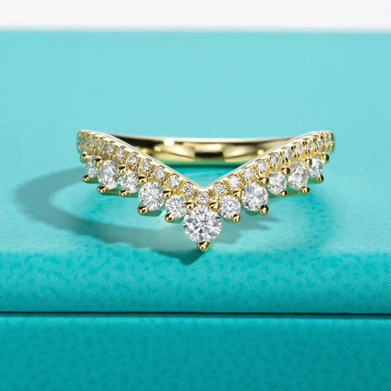 3mm D Color Moissanite Heart Shape Wedding Bands 18k Gold Plated 925 Sterling Silver Bridal Ring Set For Girls Jewelry