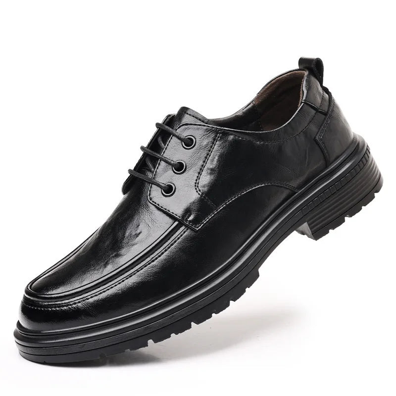 2026 Spring Autumn New Dress Shoes for Men Lace Designer Fashion Leather Shoes Male Black Business Casual Platform Shoe Man