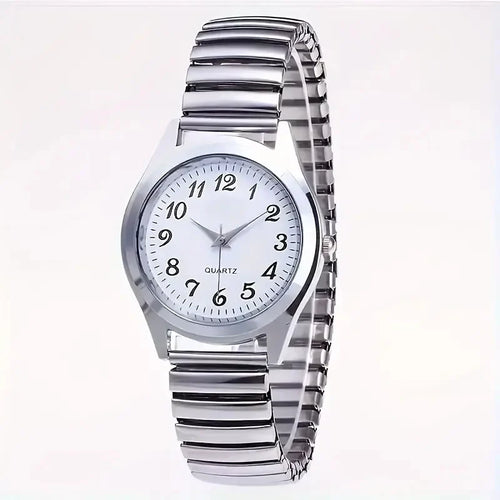 1pcs Vintage round pointer quartz watch classic analog elastic band watch for ladies