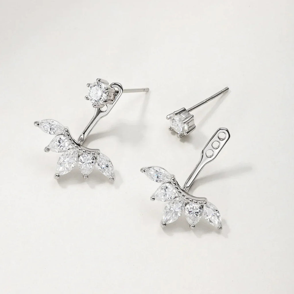 2 in 1 Pear Marquise Cut Moissanite Stud Earrings for Women S925 Silver Full Lab Diamond Dainty Pierced Ear Fine Jewelry