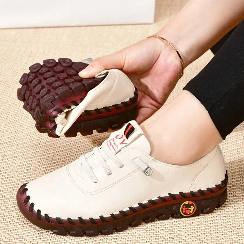 أحذية رياضية نسائية جلدية كاجوال مسطحة ومريحة سهلة الارتداء "Zapatillas De Mujer"