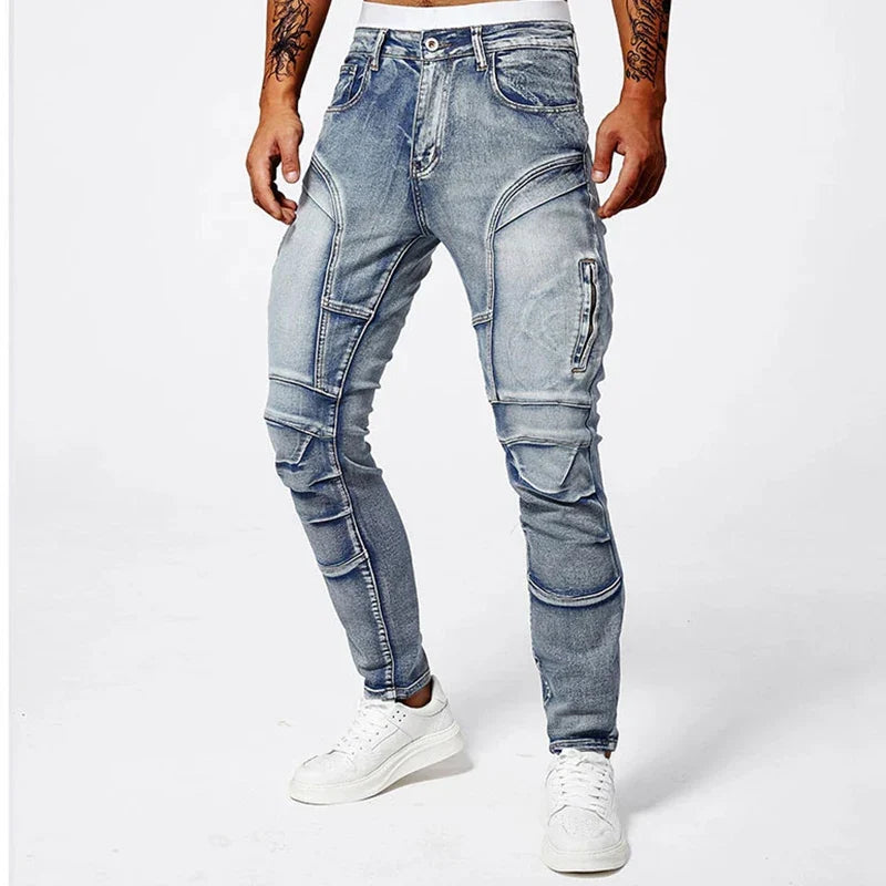2025 Elastic Jeans Mens Small Straight Leg Denim Pants Outdoor Casual Motorcycle Pants High Street Classic High Quality Jeans