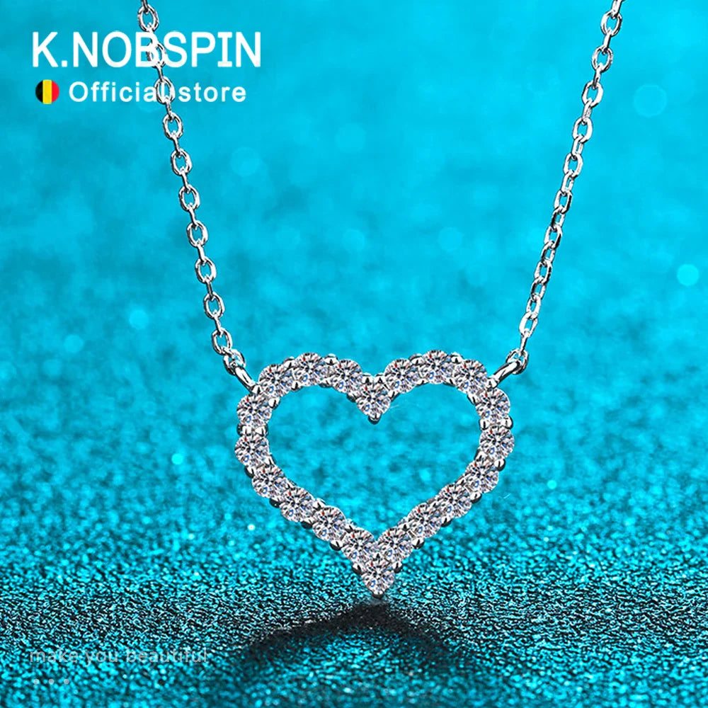 D VVS1 Sparking Moissanite Necklace Heart Pendant for Women s925 Sterling Sliver Plated 18k Party Birthday Gift Jewelry
