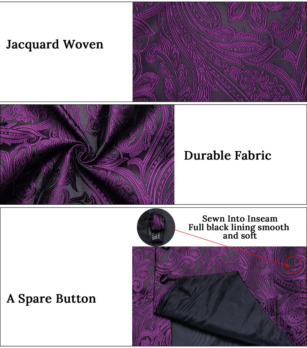 Suit Vest for Men Wedding Party Silk Waistcoat Bow Tie Handkerchief Cufflinks Tuxedo Gilet Men Clothing Wholesale