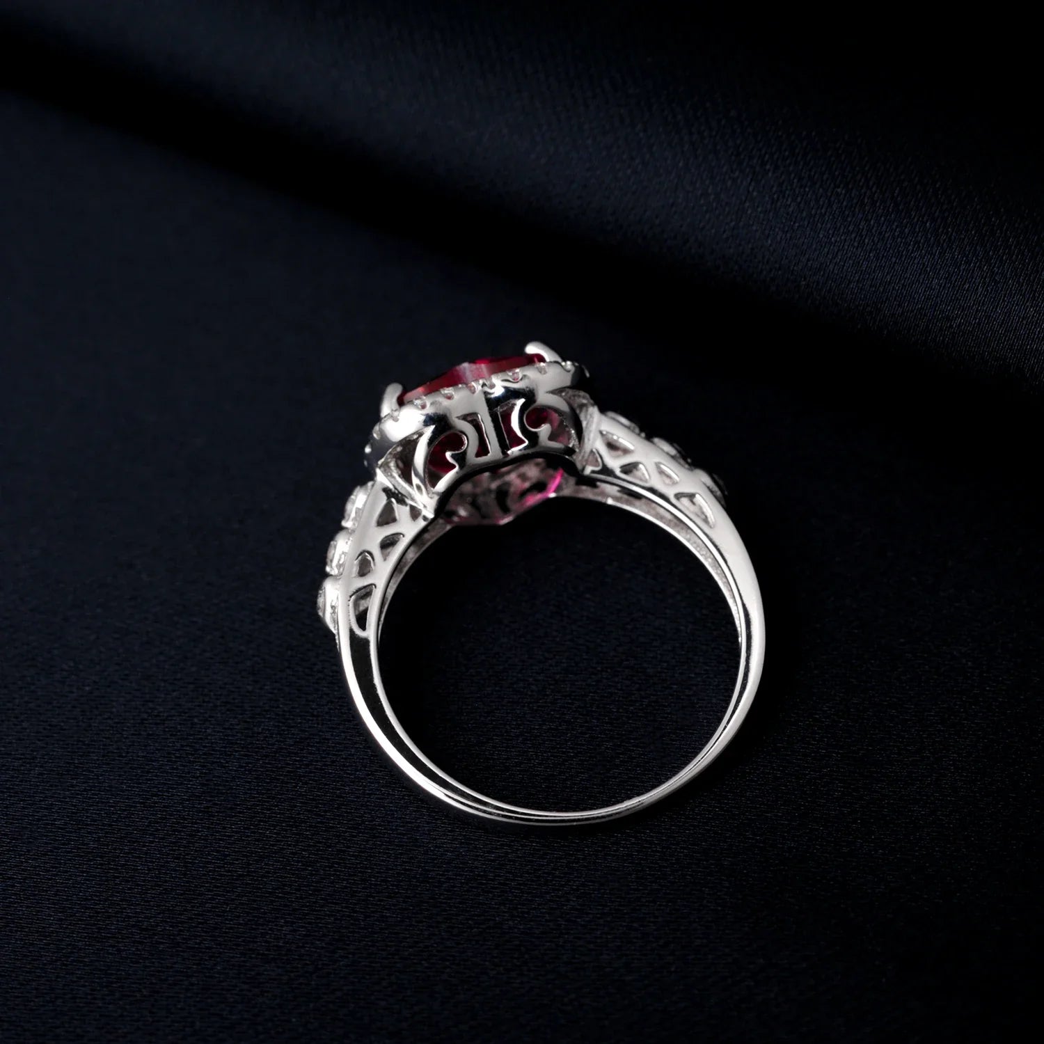 Heart Love 2.5ct Created Red Ruby 925 Sterling Silver Ring for Women Gemstone Daily Jewelry valentines day gift