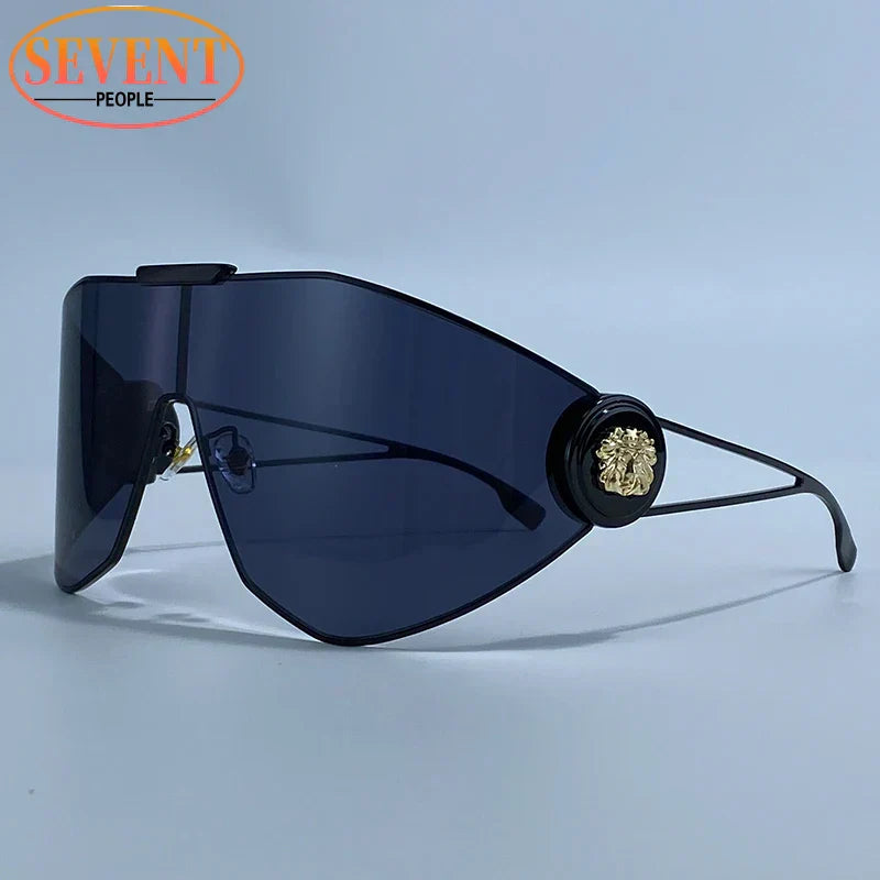 Oversized One-Piece Mask Punk Sunglasses Women 2026 Luxury Brand Vintage Windproof Sun Glasses Wrap Around Shades Shield Goggle