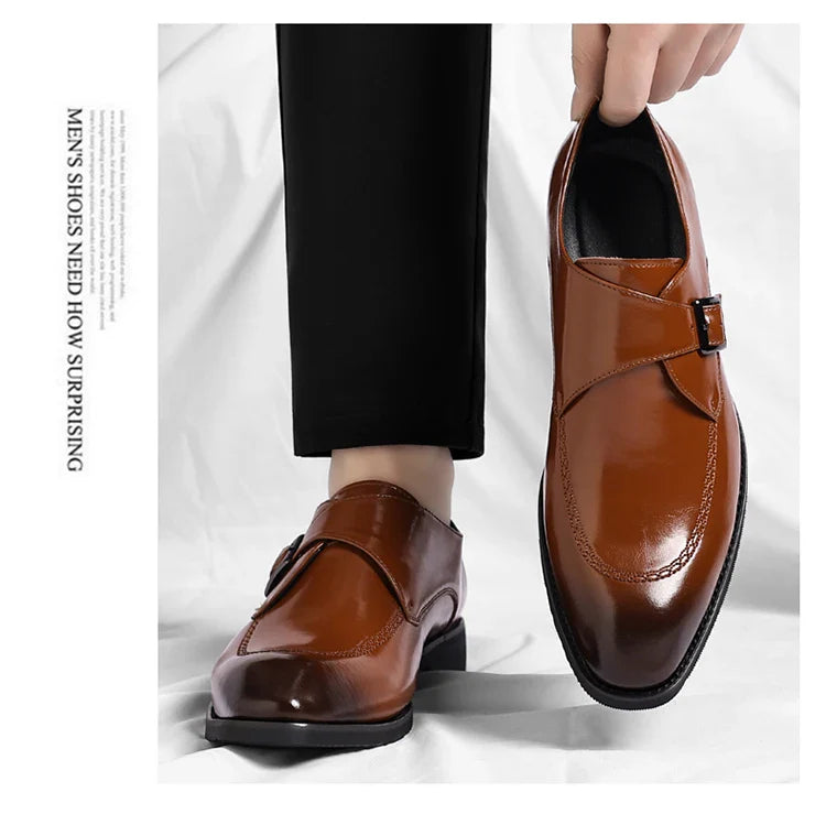 Men's Leather Shoes British Style Business Formal Derby Comfortable Fashionable Casual Footwear-SJ1112