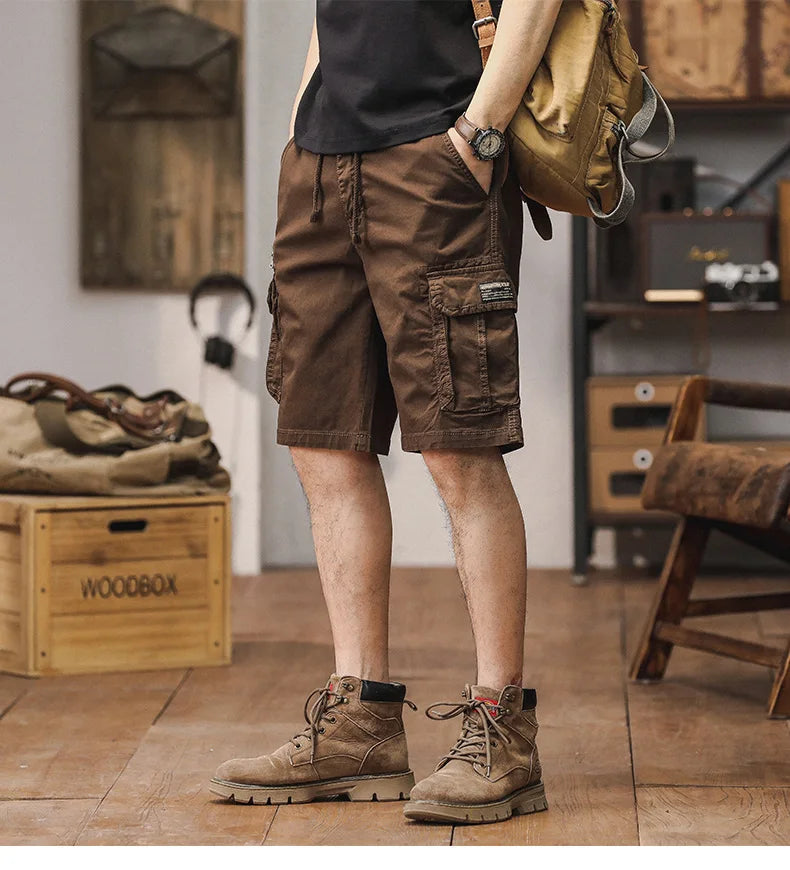 Men Summer New Multi Pocket Cargo Shorts Men Cotton Loose Breathable Fashion Trend Casual Versatile Five Points Pants Men Shorts