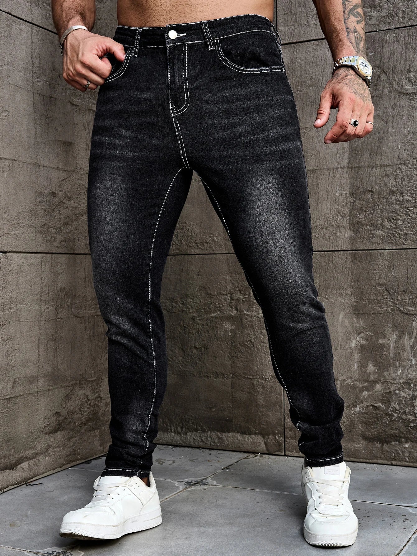 Men's Tight-Fitting Stretch Denim Pants