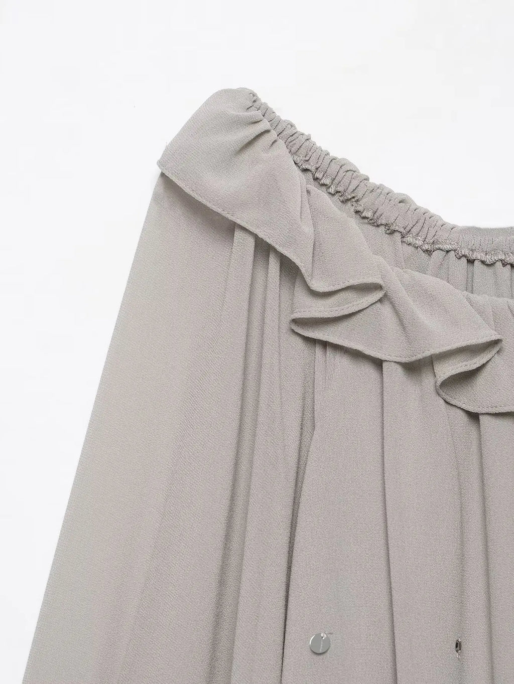 Elegant Summer Women’s Off-Shoulder Sequin Georgette Dress 2026 Female Ruffled Neckline Tiered Long Sleeve Mini Dress
