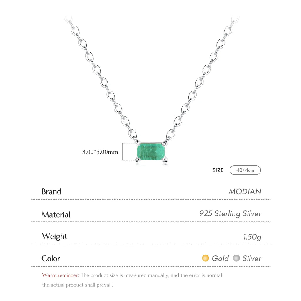 Authentic 925 Sterling Silver Green Tourmaline Necklace Pendant for Women Fashion Bijoux Wedding Statement Jewelry Gifts