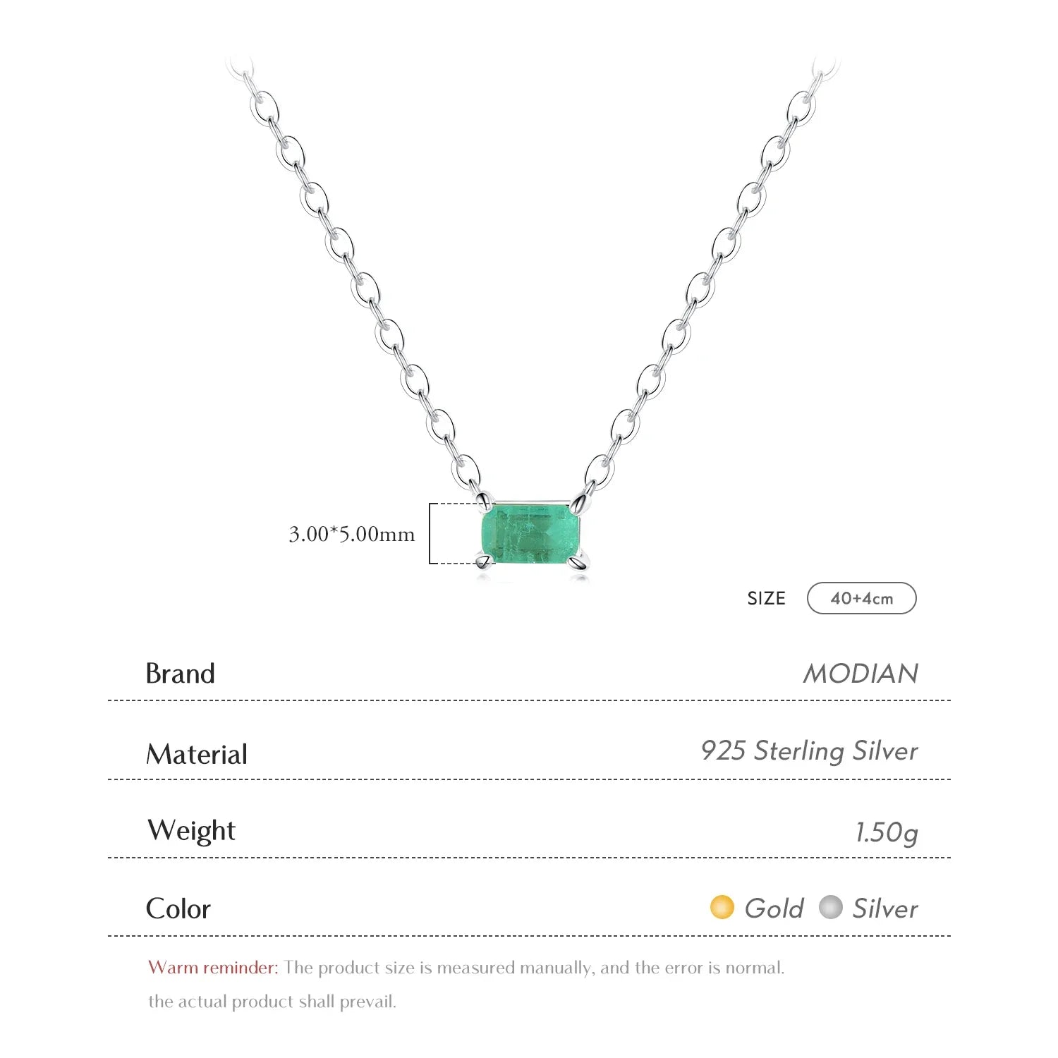 Authentic 925 Sterling Silver Green Tourmaline Necklace Pendant for Women Fashion Bijoux Wedding Statement Jewelry Gifts