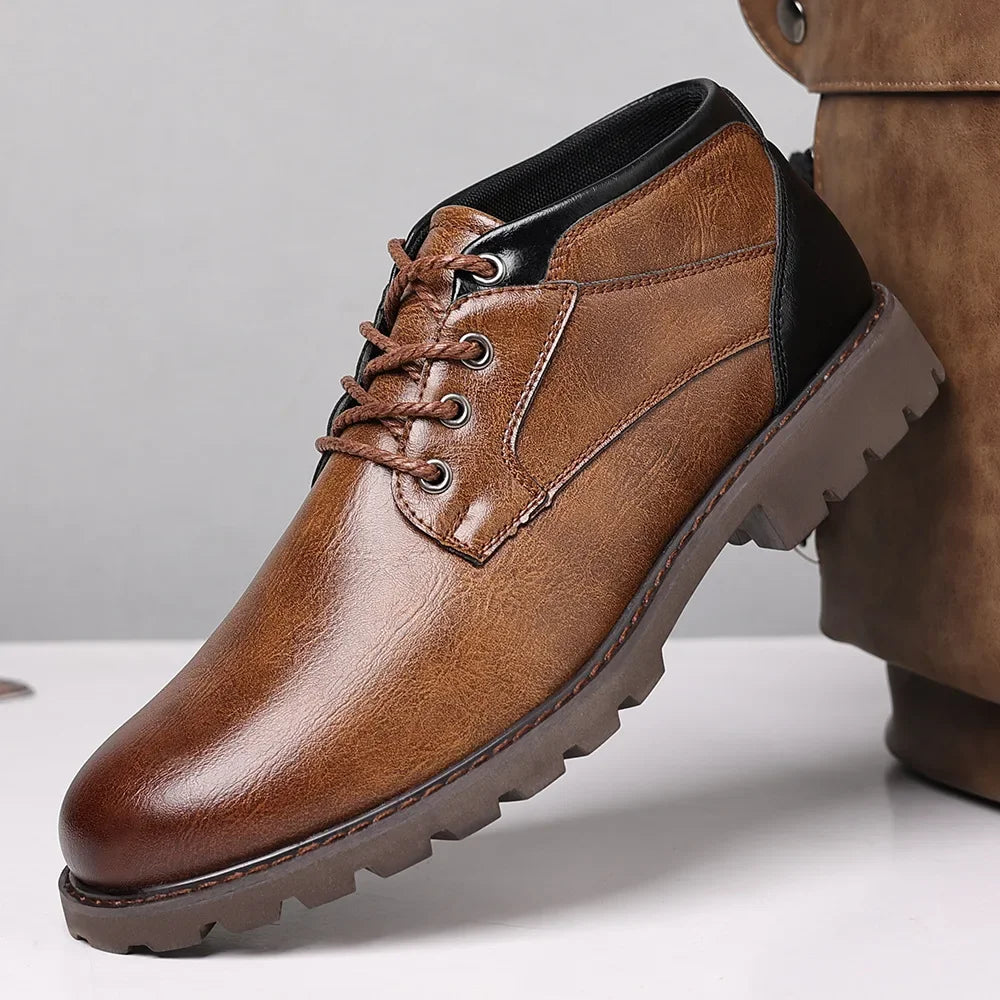 High Quality Men Boots Leather Autumn Winter Low-top Shoes Business Casual British Ankle Boots Trendy Elegant Men's Work Boots