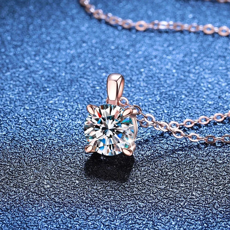 1/2/3CT Moissanite Pendant Necklace for Women D Color VVS1 Solitaire Diamond Neck Chain 925 Silver Plated 18k Gold Fine Jewelry
