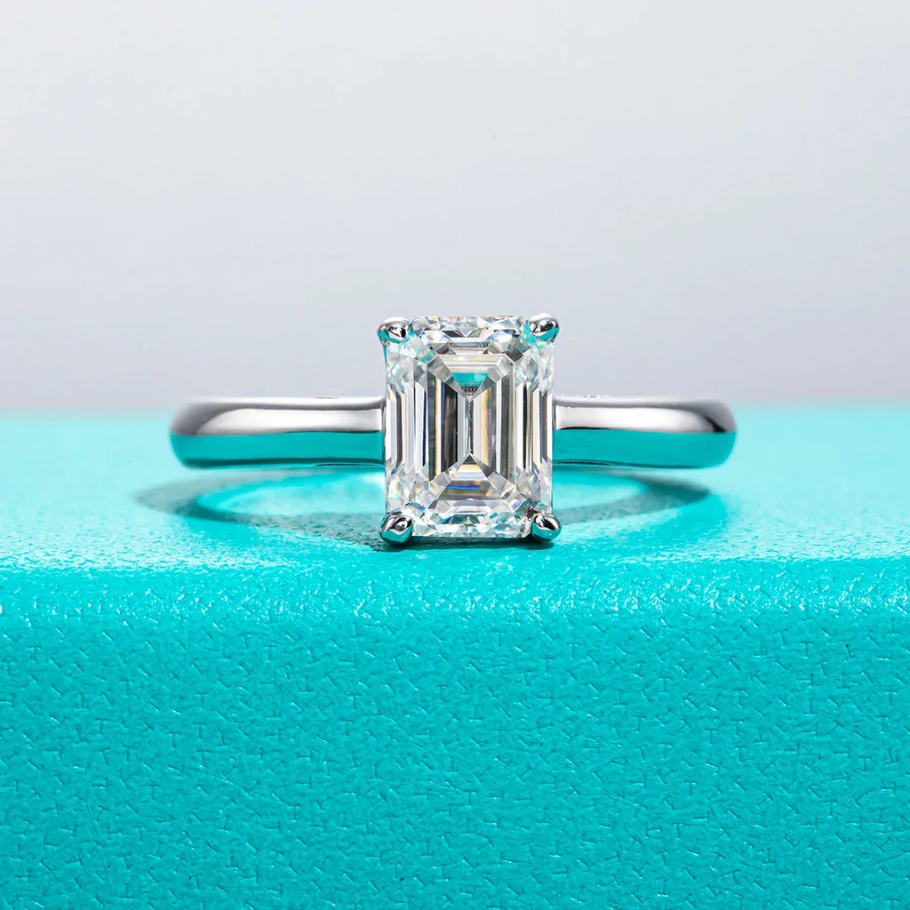 6x8mm 2ct Emerald Cut Moissanite Engagement Wedding Ring 925 Sterling Silver Rings For Women Jewelry Wholesale