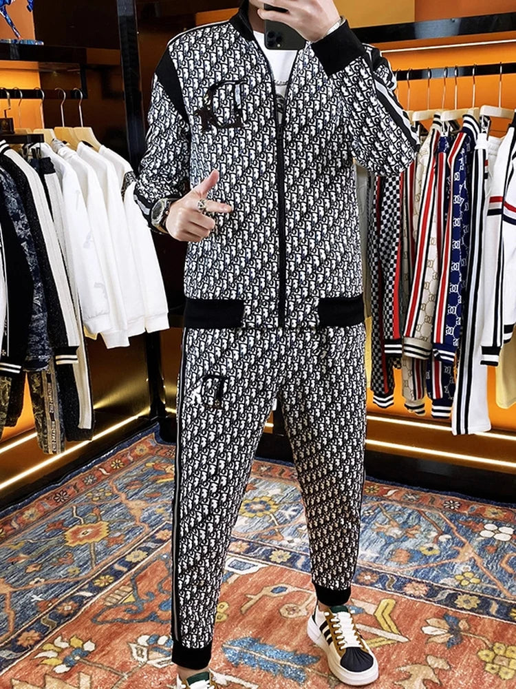 Spring and autumn men's casual suit 2025 new coat men's clothing ruffian handsome set with autumn two-piece set