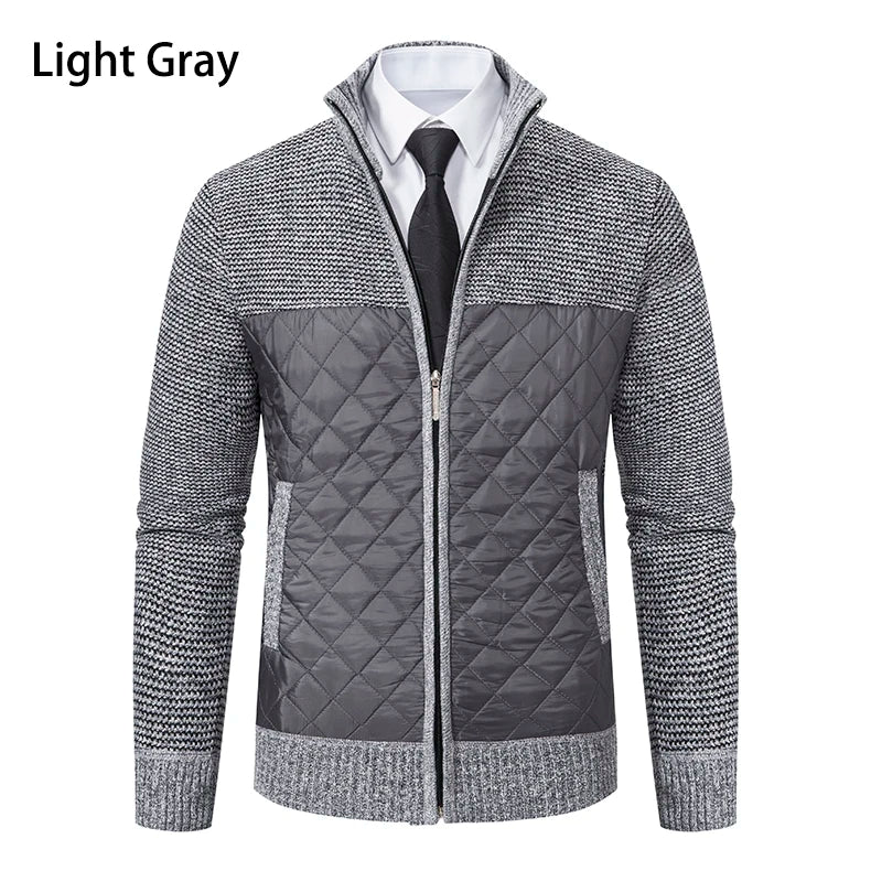 Autumn Winter Sweater Men's Loose Cardigan New Cold High Neck Jumpers Patchworked Windbreaker Casual Jackets