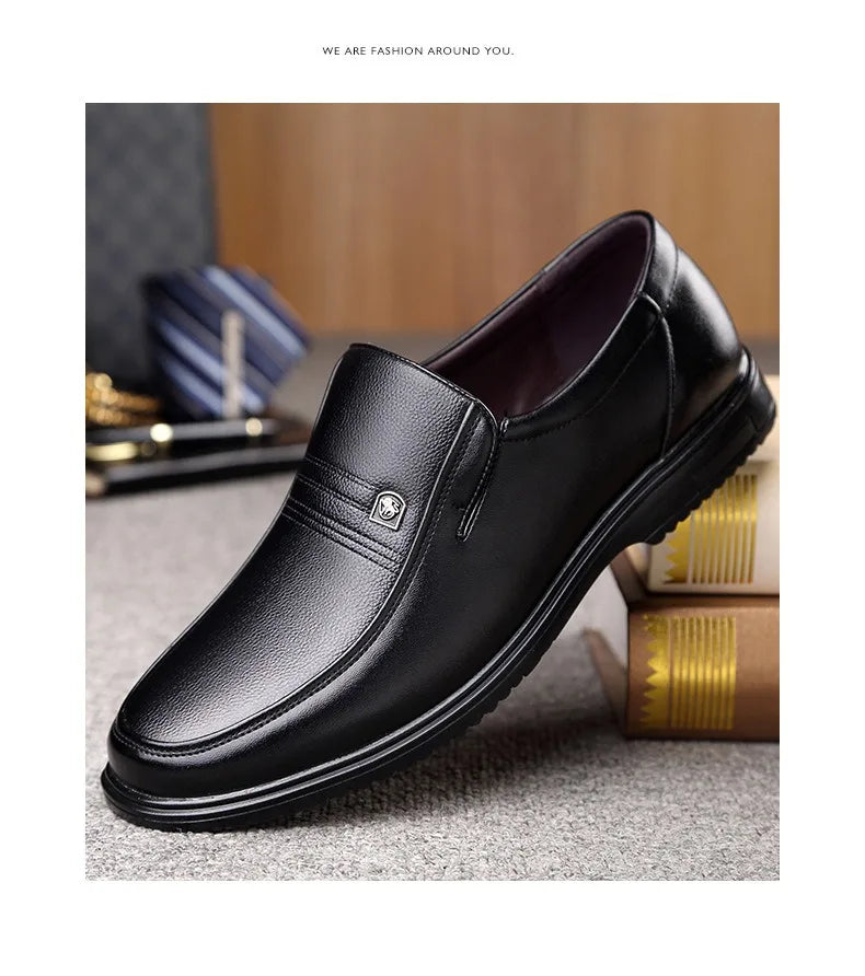 Handmade Genuine Leather Shoes Men Loafers Business Casual Shoes Classic Soft Leather Hombre Breathable Flat Shoes