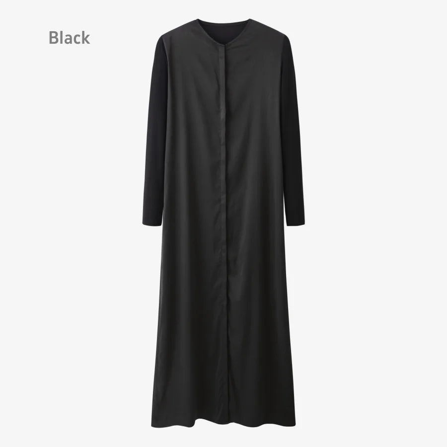 2025 light matte satin dress + Jersey modal sleeve super comfortable woman dress