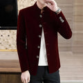 Men's Light Luxury Golden Velvet Coat Youth Fashion Trend Solid Color Stand Collar MAO Suit Handsome Boutique Item