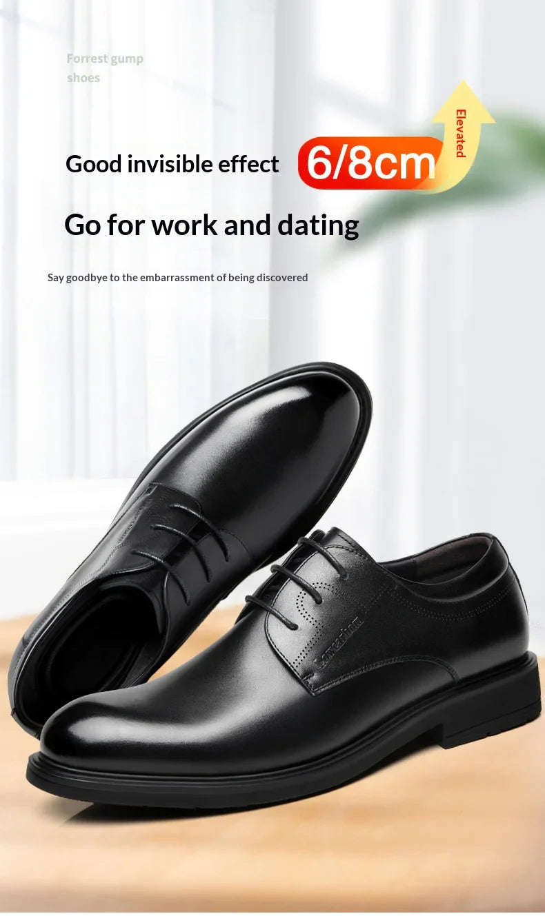 Men Business Elevator Shoes Real Cowhide Invisible Height Increasing Shoes with 3/6/8CM Height Boost Breathable Comfortable